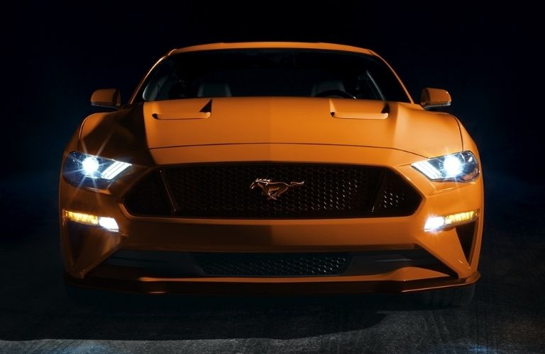 orange 2021 Ford Mustang front fascia