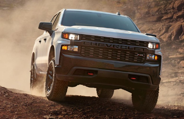 A 2021 Chevrolet Silverado climbing uphill