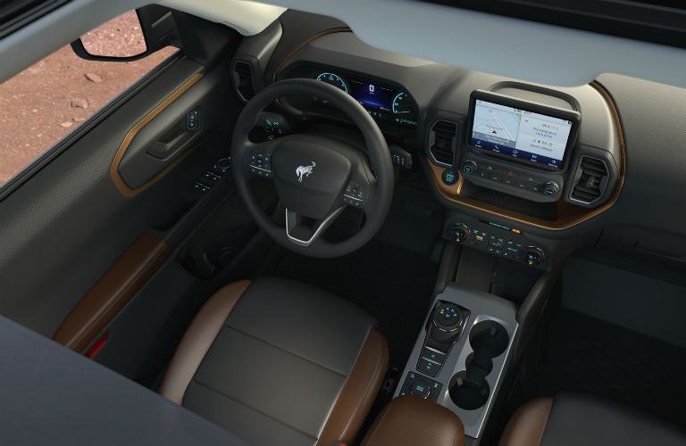 The front seat of the 2021 Ford Bronco.
