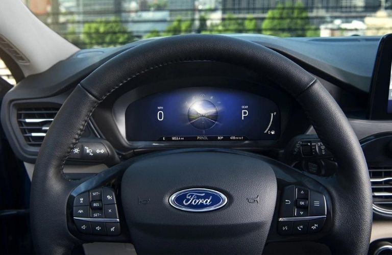 The steering wheel of the 2021 Ford Escape.