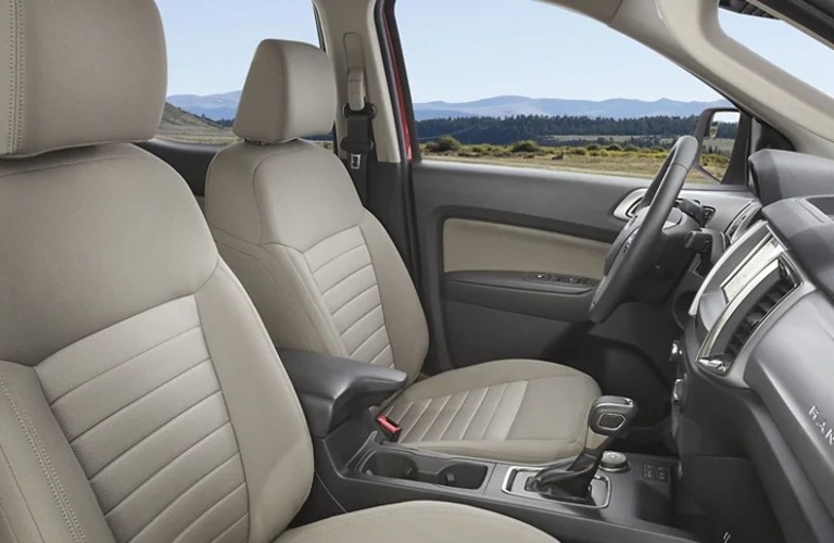 Side view of the front seats of the 2021 Ford Ranger.