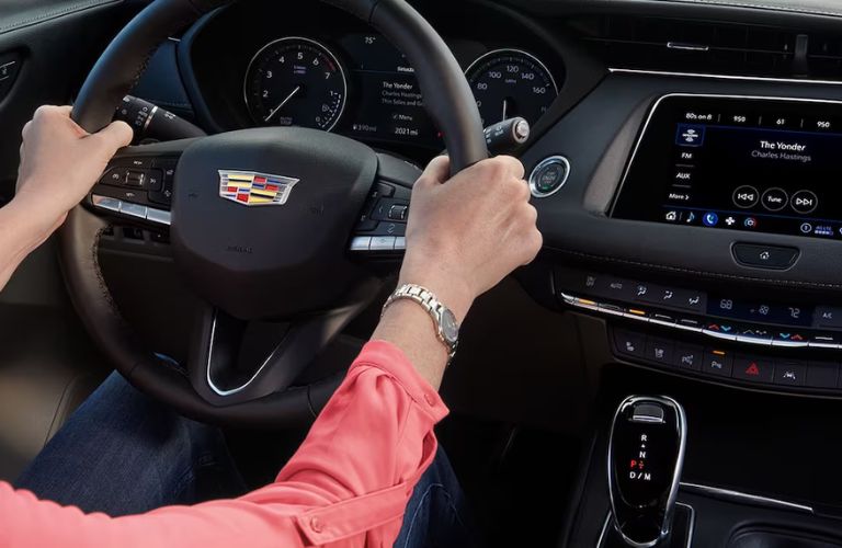 2023 Cadillac XT4 Interior Cabin and Steering Wheel View