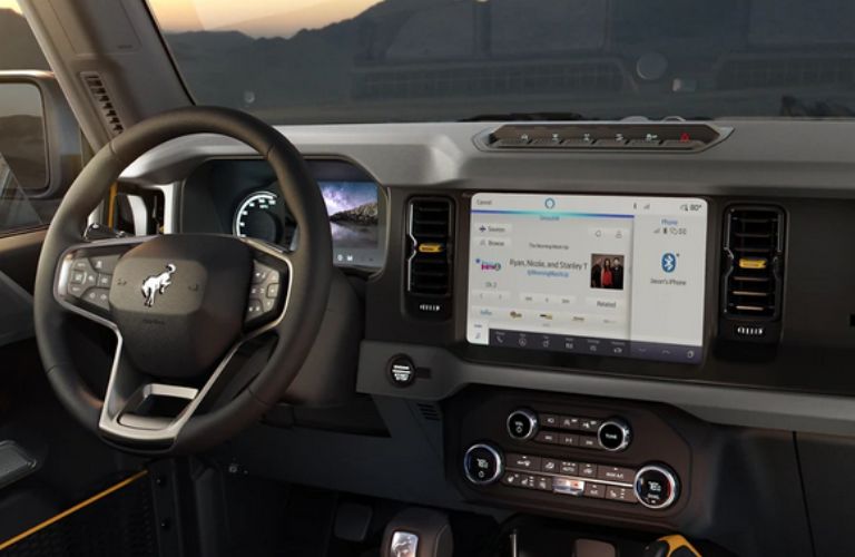 The steering wheel of the 2023 Ford Bronco is shown.