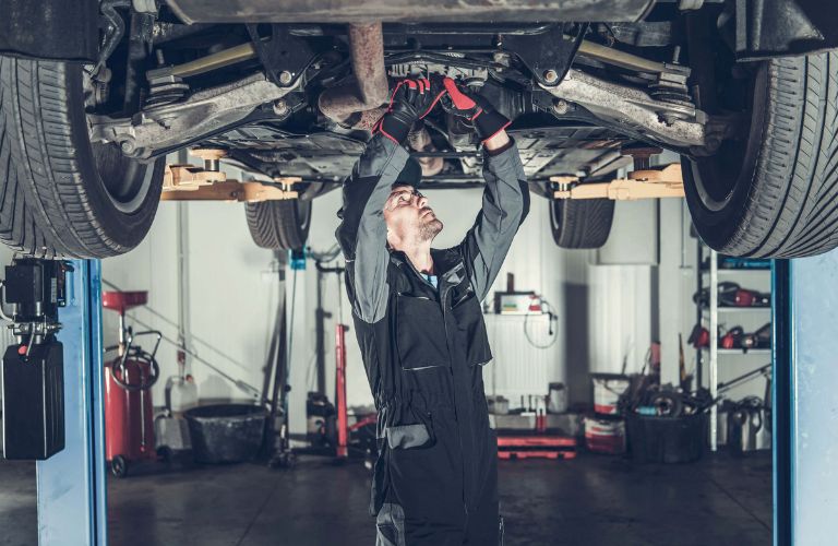 Technician checking a vehicle