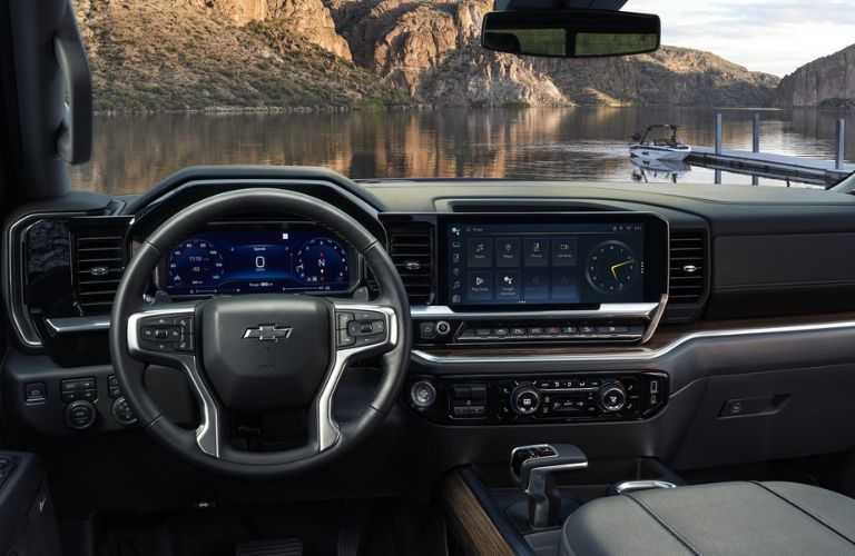 2026 Chevrolet Silverado interior front dash with steering wheel